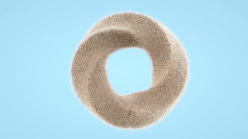3D-Rendering Abstrakter Ring mit rotierenden Haaren. Bewegungsdesign. Glattes hypnotisches Muster. Nahtlose Schleife