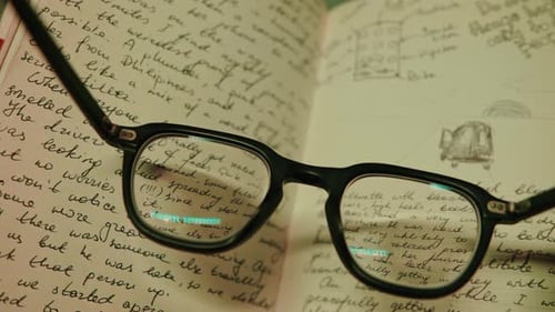 Glasses on Open Journal with Hand-written Notes