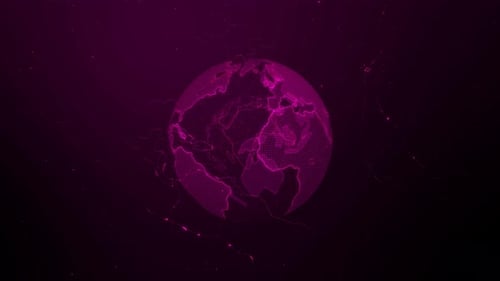 Glowing Digital Earth Globe Rotation Background