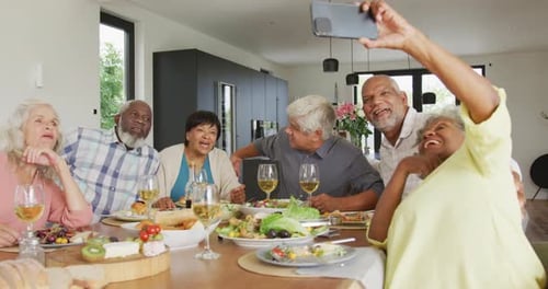 Friends Gather Together for Celebration at Home