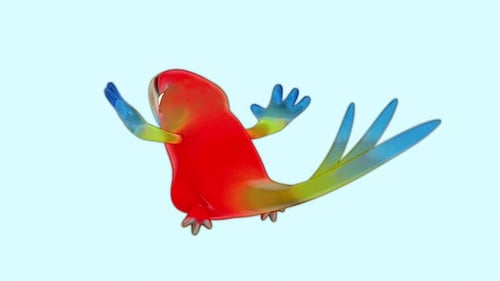Colorful Animated Parrot Character Flying and Waving