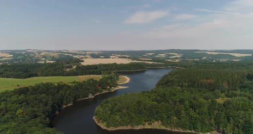 Aerial View of Lake and Forest