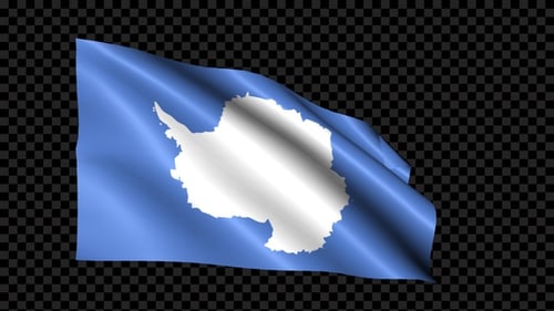 Waving Antarctica Flag Animation with Alpha Channel