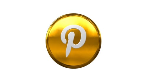 Golden Pinterest Logo 3D Spin Animation