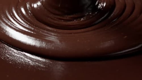 Rich, Molten Chocolate Pouring Close Up