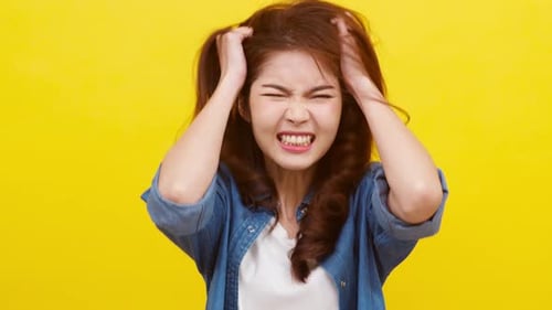 Woman Expresses Distress and Anxiety in Close Up