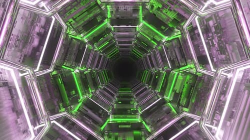 Abstract Futuristic Neon Tunnel Loop Background