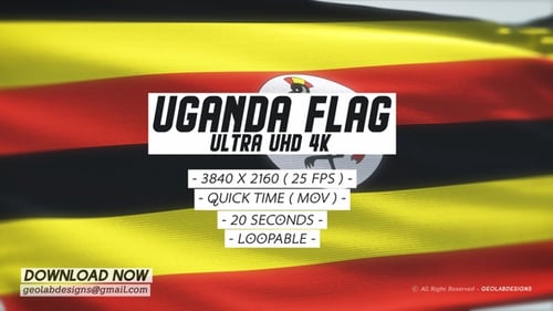 Uganda Flag Waving Seamless Loop Animation