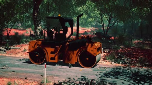 Road Roller Tractor in the Forest