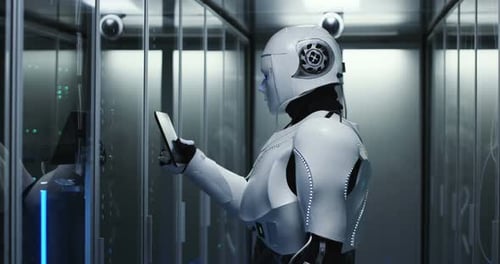 Humanoid Robot Checking Servers in a Data Center