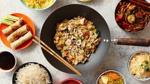 Chinese Food Set. Asian Style Food Concept Composition.