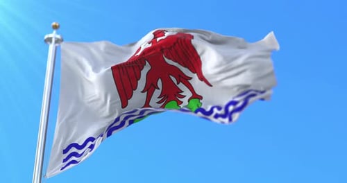 Flag of Nice France Waving Against Blue Sky Loop