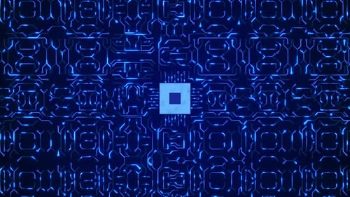 Glowing Blue Circuit Board Technology Background Loop
