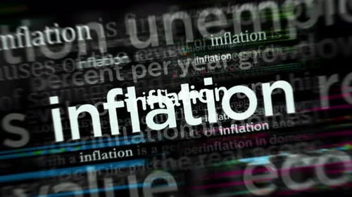 Dynamic Glitch Inflation Text Over Data Background Animation