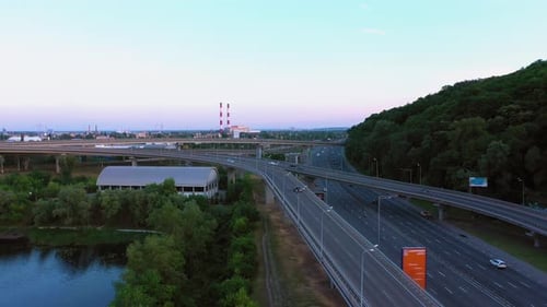 Aerial View of Highway Motorways with Many Junctions