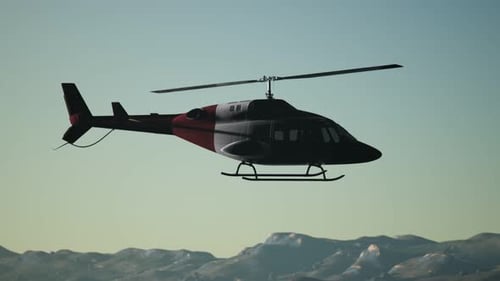 Realistic 3D Helicopter Flying Across Sky Animation