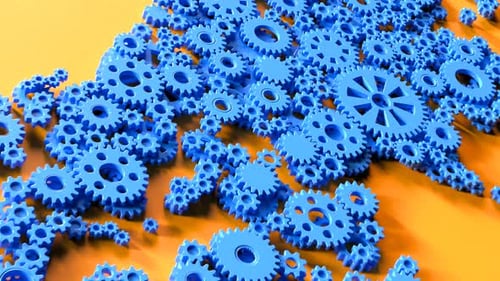 World Map Formation with Blue Gears Animation