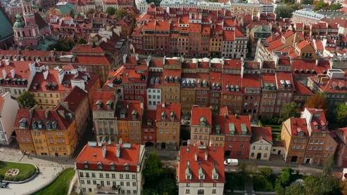 Aerial View of the Old Town in Warsaw Poland