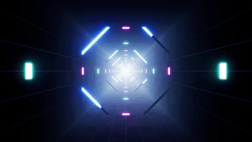 Sequentially Flashing Neon Light Passage VJ Loop