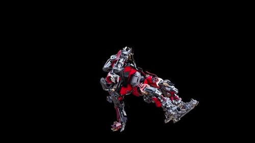 3D Animated Red Mech Robot Performing Actions
