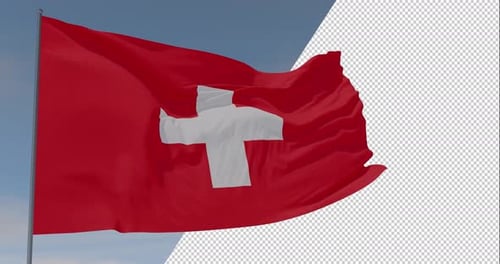 Realistic Switzerland Flag Waving with Alpha Channel