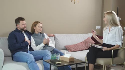 Couple in Therapy Session Talking to Therapist
