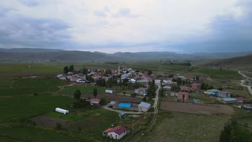 aerial small town landscape