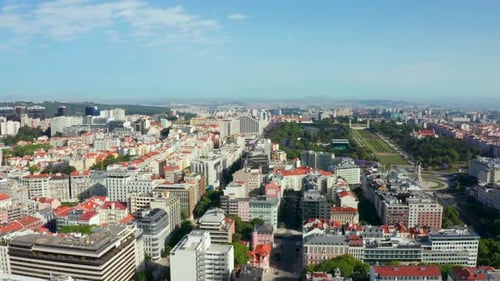 Aerial View of a Vibrant Cityscape on Sunny Day