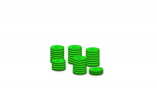 Green Dollar Coin Footage White Background