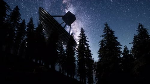 Observatoire astronomique sous les étoiles du ciel nocturne. Hyperlapsus