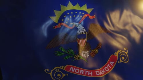 Waving North Dakota State Flag Realistic Animation Loop