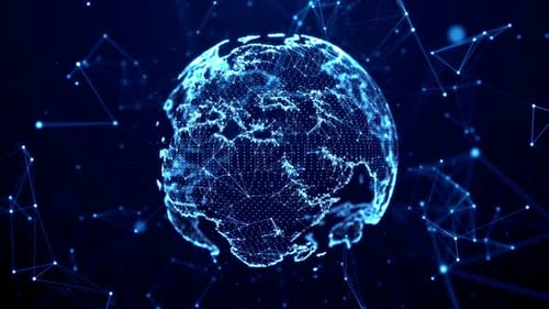 Futuristic Digital Earth Globe Network Technology Connection Loop