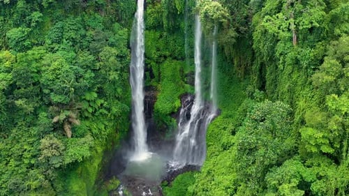 Sekumpul waterfall, Bali, Indonesia, Aerial view on the waterfall