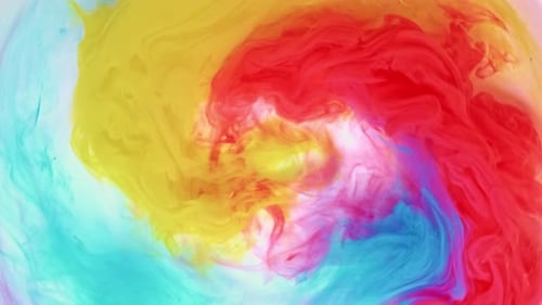 Abstrakte Acrylfarbe, Farb-Bewegung, Blau, Rot, Gelb