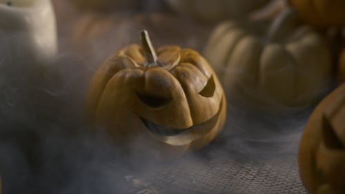 Halloween Pumpkins With Mystic Fog