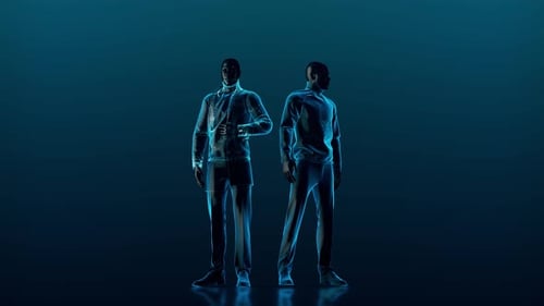 Futuristic Holographic Digital Human Figures Animation