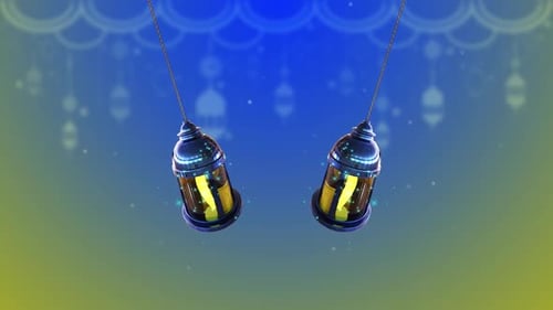 Swinging Ramadan Lanterns with Crescent Moon