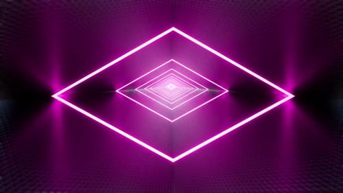 Seamless Loop Of Neon Rhombus Tunnel Animation