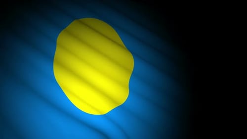 Abstract Waving Flag Animation with Blue and Yellow