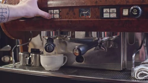 Coffee Dispensing From Machine Into Cup
