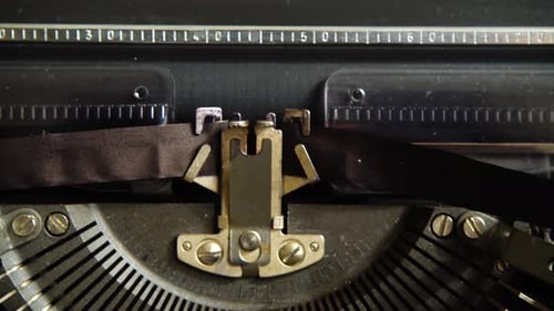 Details of an old retro typewriter, vintage style. Close up.