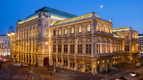 Hyperlapse nocturno de la Ópera de Viena