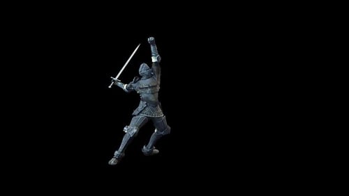 3D Animated Knight Character Sword Fighting Action Loop
