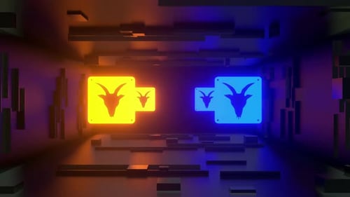 Neon Logo Reveal in Futuristic Structured Environment