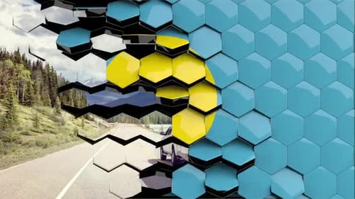 Palau Flag Hexagon Transition - 4K Resolution