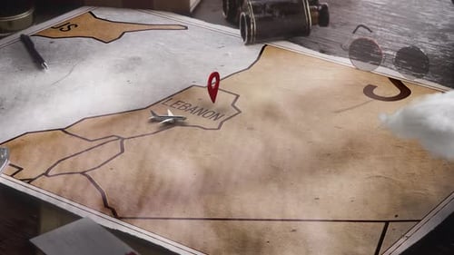 Vintage Travel World Map Country Lebanon Location