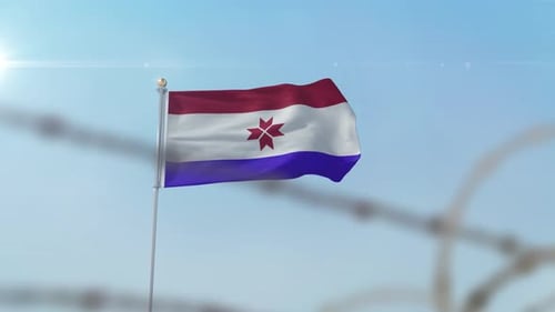 Mordovia Flag Behind Border