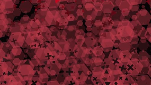 Red Hexagon and Geometric Shapes Background Loop