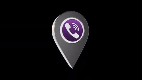 3D Rotating Viber Location Pin Icon Animation With Alpha Channel 2K