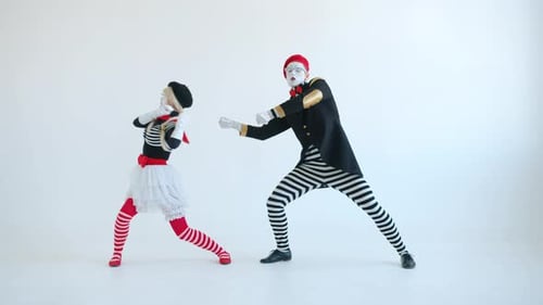 Mimes Acting out Tug of War